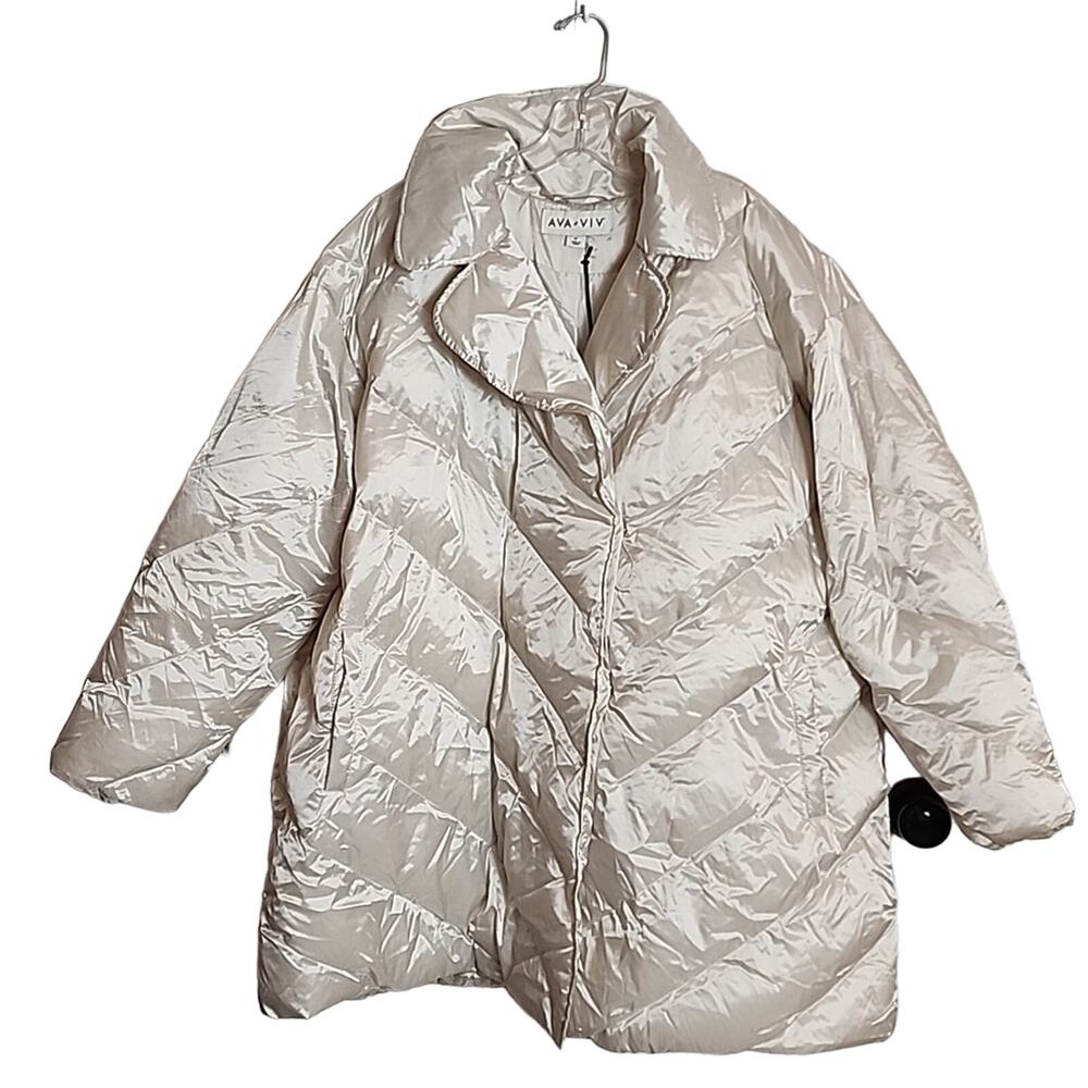 Ava & Viv Shiny Pearl Puffer Jacket, 2X
